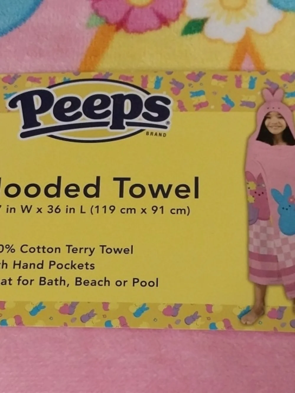 Peeps Pink Bunny Hooded Towel for Kids
